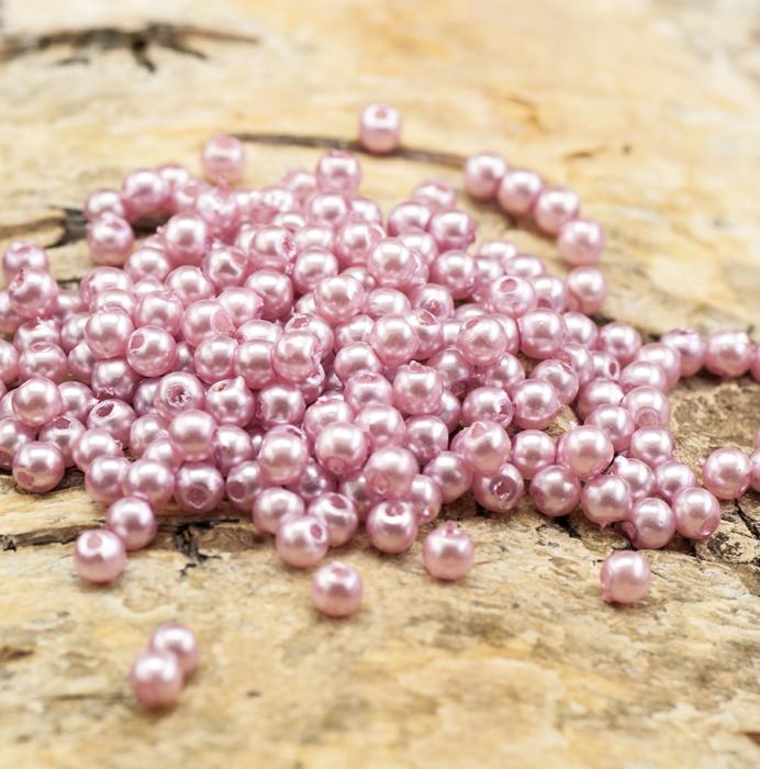 Rund akrylpärla 3 mm, Rosa (15g)