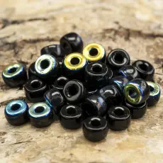 Glaspärla Skimmer 6x4 mm, Svart AB (30st)