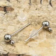 Örhänge stift med ögla i Rostfritt stål 4 mm (par)
