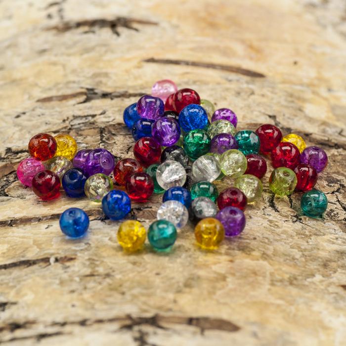 Krackelerad glaspärla 4 mm, Färgmix (100st)