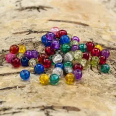 Krackelerad glaspärla 4 mm, Färgmix (100st)
