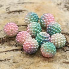 Bubbelpärla 12 mm, Rosa/Turkos (5st)
