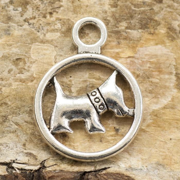 Berlock Hund 14x19 mm, Antiksilver (5st)