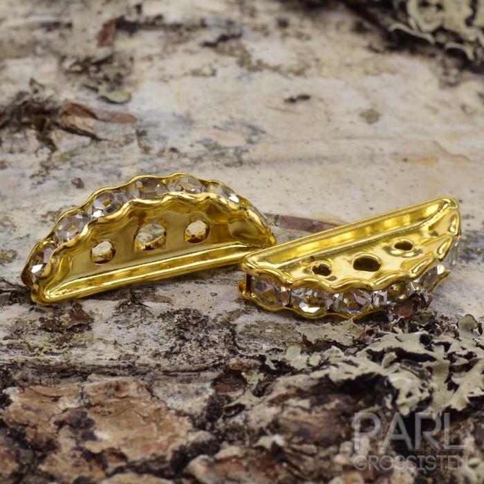 Avdelare halvmåne med strass, Guldfärg (5st)
