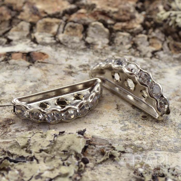 Avdelare halvmåne med strass, Platinfärg (5st)