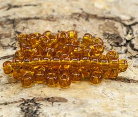 Seed Beads transparent 5 mm, Mörk bärnsten (20g)