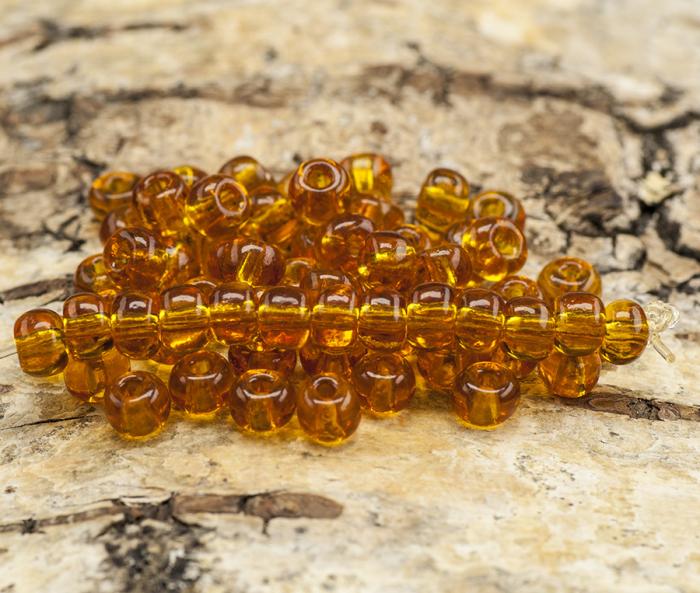 Seed Beads transparent 5 mm, Mörk bärnsten (20g)