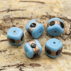 Glaspärla Kub 12 mm, Turkos (5st)