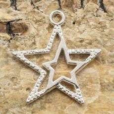 Berlock stjärna i stjärna 20x23 mm, Silverfärg (5st)
