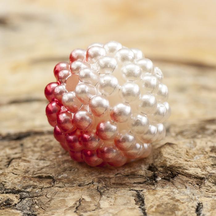 Bubbelpärla 12mm, Rödvit (5st)