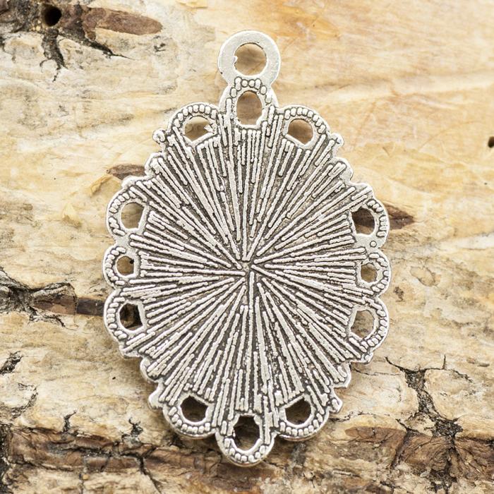 Cabochoninfattning Hänge 20x30 mm, Antiksilver (st)