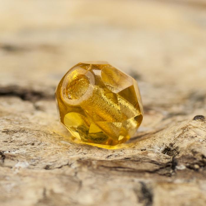 Glaspärla facetterad 4,5x5 mm, Bärnsten (25st)