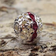 Strasskula 10 mm, Rosa/Silverfärg (st)
