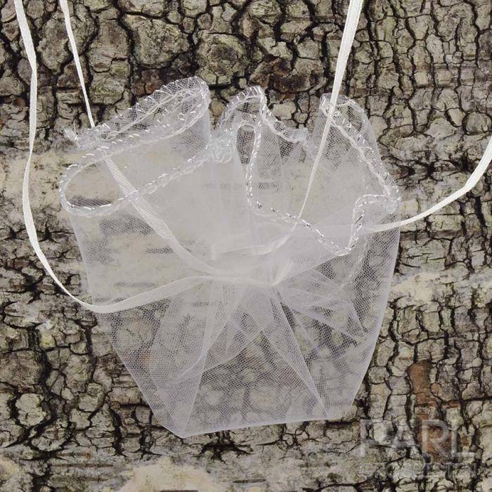 Rund tygpåse organza 26 cm, Vit (st)