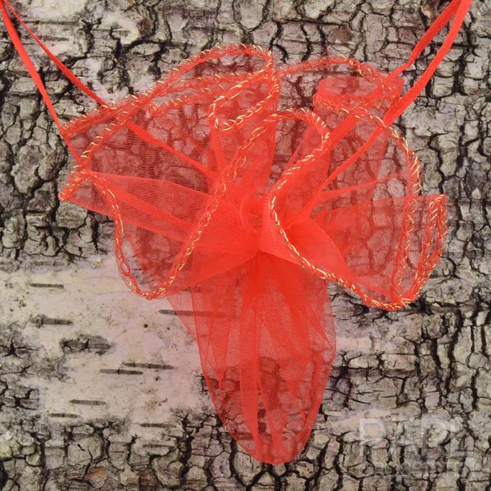 Rund tygpåse organza 26 cm, Röd (st)