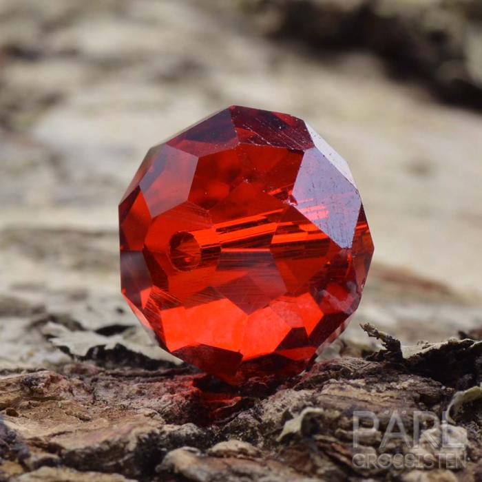 Glaspärla facetterad rondell 12x8 mm, Röd (5st)
