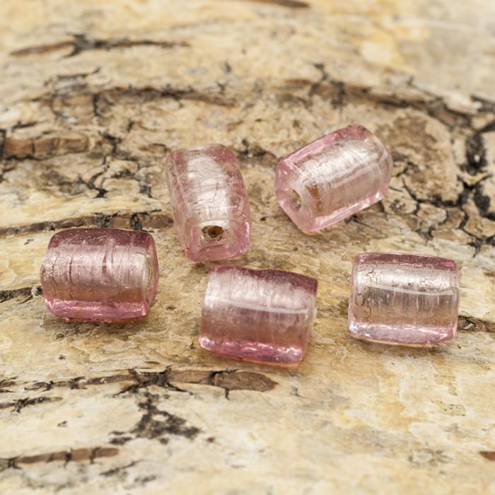 Glaspärla Rätblock 9x12 mm, Rosa (5st)