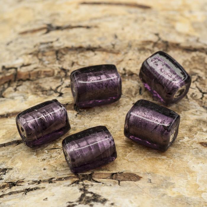 Glaspärla Rätblock 9x12 mm, Lila (5st)