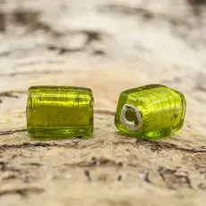 Glaspärla Rätblock 9x12 mm, Grön (5st)