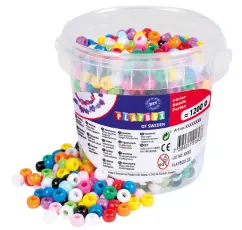 Kongopärlor mix i hink, Färgmix (1200 st)