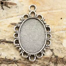 Cabochoninfattning Hänge 20x30 mm, Antiksilver (st)