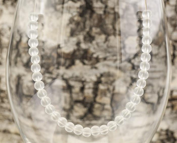 Frostad glaspärla 4 mm, Vit (60st)