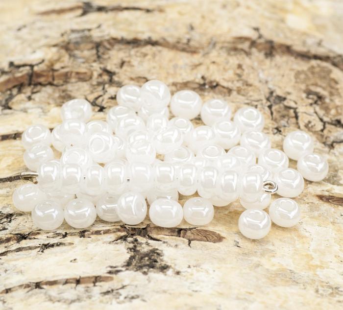 Seed Beads opak lustered 5 mm, Vit (20g)