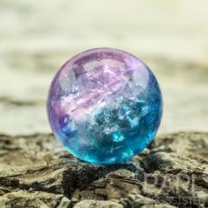 Krackelerad glasp&auml;rla rund 8 mm, Ljusbl&aring;/Rosa (20st)