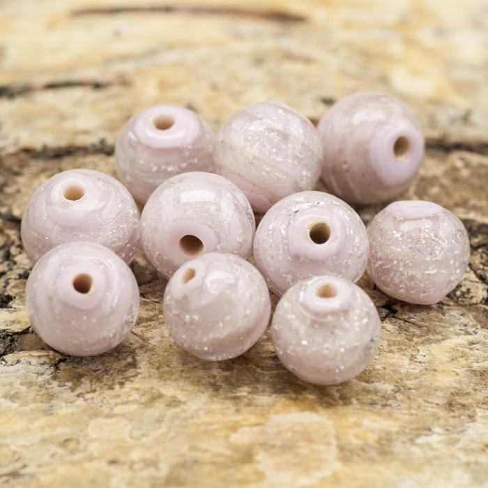 Glaspärla Lampwork 9x7 mm, Rosa (5st)