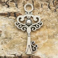 Berlock Nyckel 18x33 mm, Antiksilver (5st)