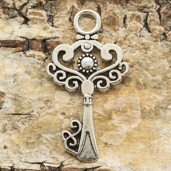 Berlock Nyckel 18x33 mm, Antiksilver (5st)