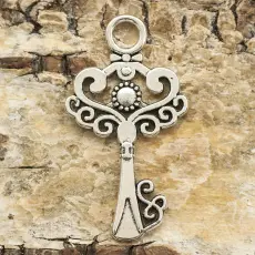 Berlock Nyckel 18x33 mm, Antiksilver (5st)