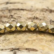 Glaspärla facetterad kula 7 mm, Guldfärg (15st)