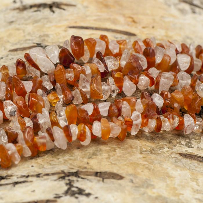Bergkristall - Karneol Chip 5-10 mm, Klar/Orange (30st)