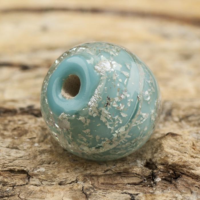 Glaspärla Lampwork 9x7 mm, Turkos (5st)