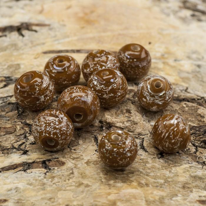Glaspärla Lampwork 9x7 mm, Chokladbrun (5st)