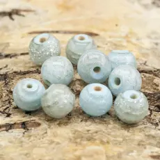 Glaspärla Lampwork 9x7 mm, Ljusblå (5st)