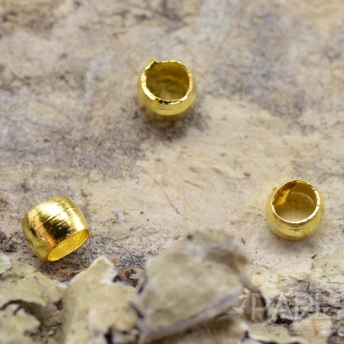 Klämpärla rund 2 mm, Guldfärg (100st)