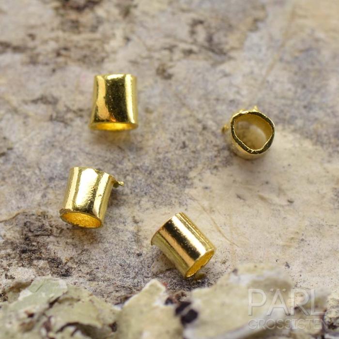 Klämpärla avlång 1,5 mm, Guldfärg (100st)
