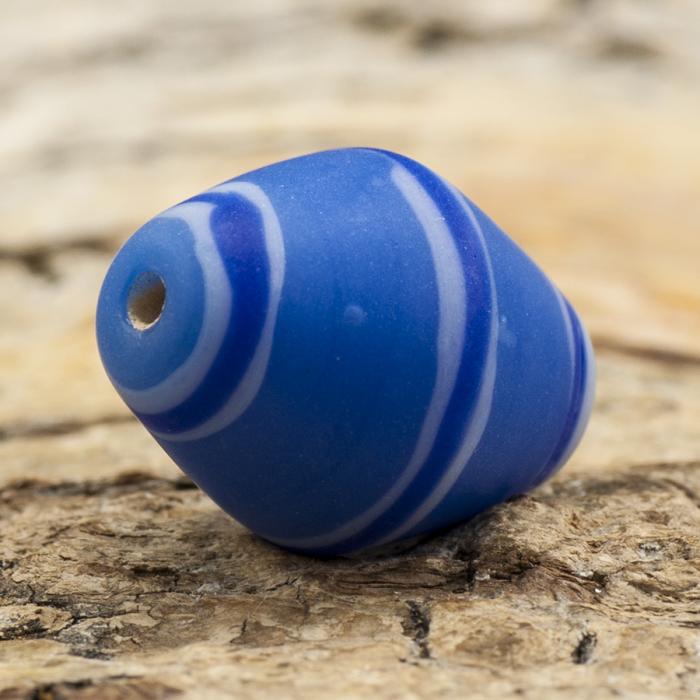 Glaspärla Fantasi 14x18 mm, Blå/Vit (5st)
