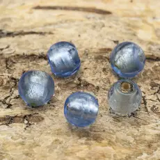 Glaspärla Unik 9x7 mm, Mellanblå (5st)