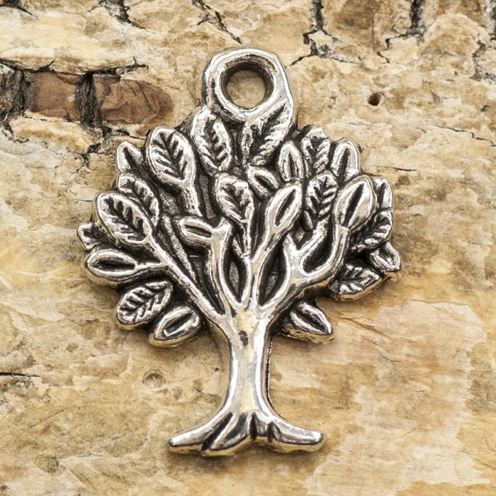 Berlock Träd 21.5x16.5 mm , Antiksilver (2st)