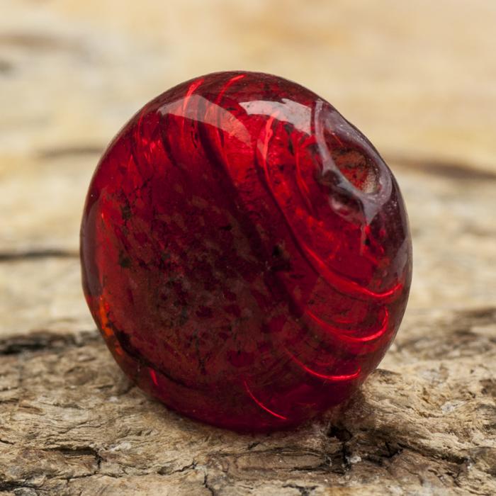 Glaspärla Puck 14 mm, Röd (5st)