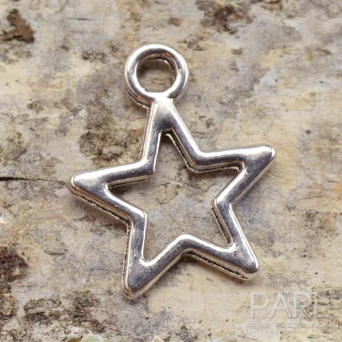 Berlock Stjärna 14x12 mm, Antiksilver (10st)