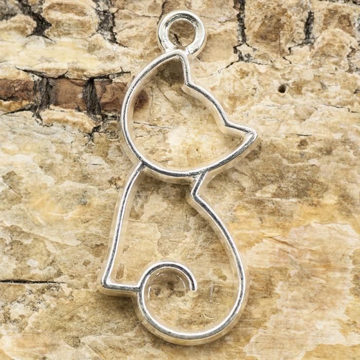 Berlock Katt 22x17 mm, Silverfärg (st)