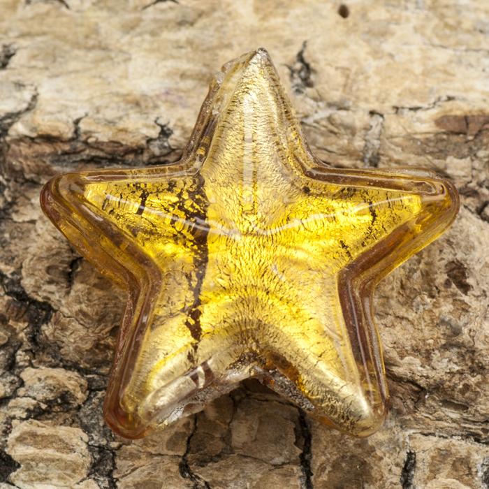 Glaspärla Stjärna 20 mm, Guld (st)
