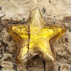 Glaspärla Stjärna 20 mm, Guld (st)