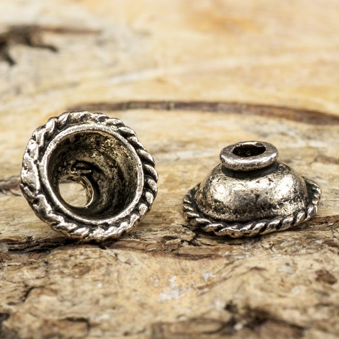 Pärlhållare Champangehink 9,5x4 mm, Antiksilver (10st)