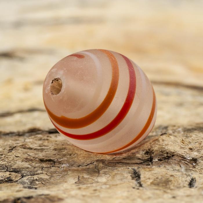 Oval frostad glaspärla 11x13 mm, Röd/Orange (5st)