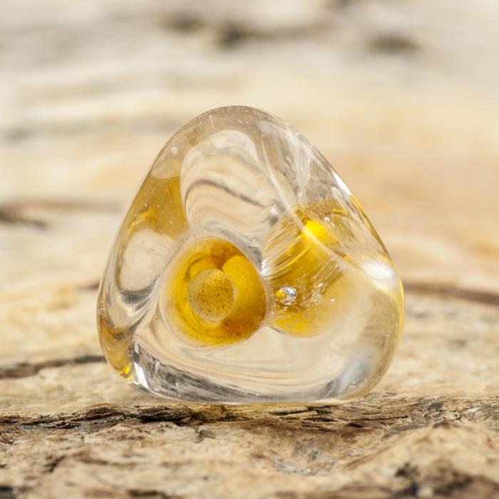 Glaspärla Triangel 12 mm, Klar/Bärnsten (5st)